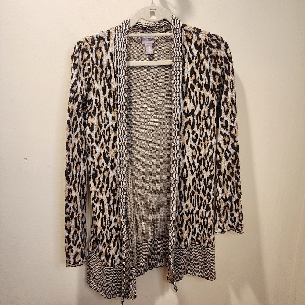 CHICO'S Animal Print Open Front Cardigan Size 0 (s)